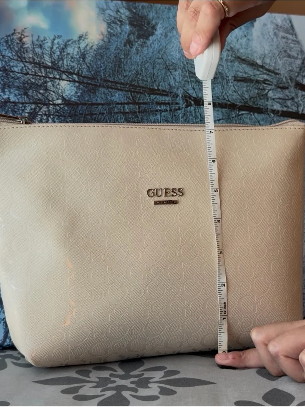 GUESS Embossed Cosmetic Pouch